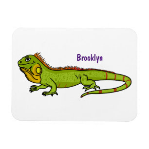 Happy green iguana cartoon illustration magnet