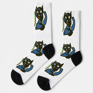 Happy Green Jack o Lantern Black Cat Socks
