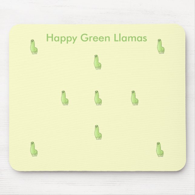 happy green llama Mousepad (Front)