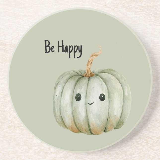 Happy Green Pumpkin Coaster (Front)