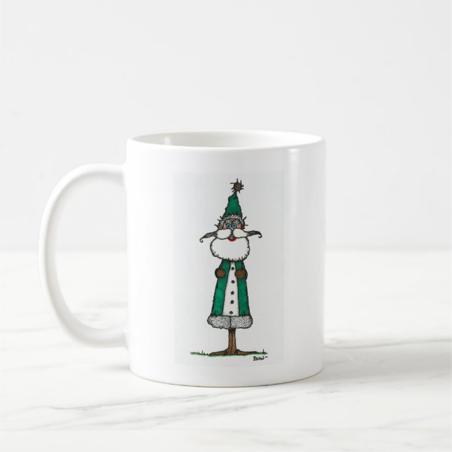 Happy Green Santa Coffee Mug (Left)