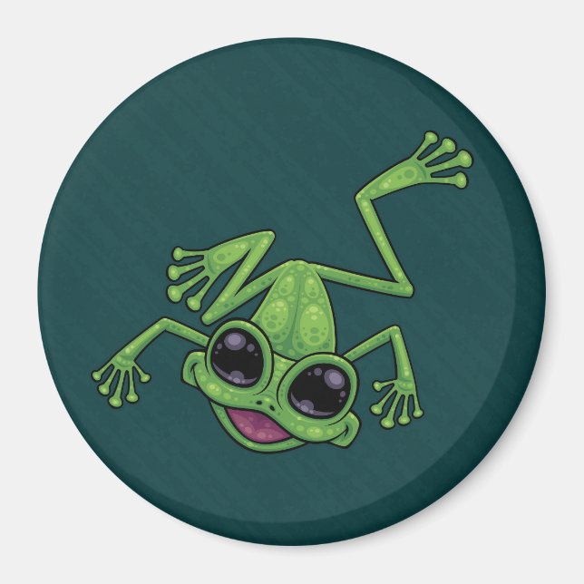 Happy Green Tree Frog Magnet (Front)