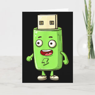 Happy Green Usb Costume  Card