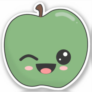 Happy Green Winking Apple