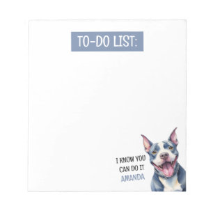 Happy Grey Pit Bull To Do List Notepad
