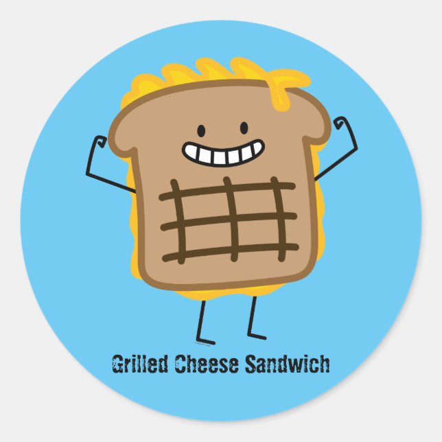 Happy Grilled Cheese Sandwich Classic Round Sticker (Front)