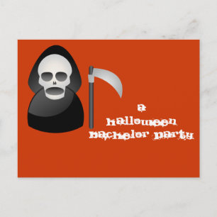 "Happy/Grim" - A Halloween Bachelor Party Invitation Postcard