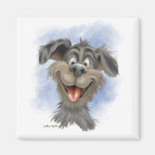 Happy Grinning Mutt – Cute Dog Cartoon Magnet