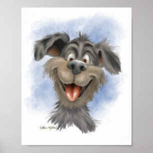 Happy Grinning Mutt – Cute Dog Cartoon Poster