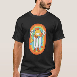 Happy Groovy Sunflower 60's 70's Hippie Retro Vint T-Shirt