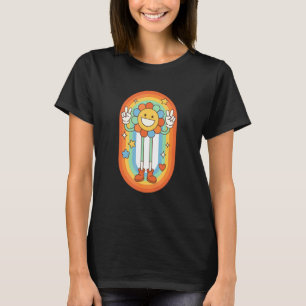 Happy Groovy Sunflower 60's 70's Hippie Retro Vint T-Shirt