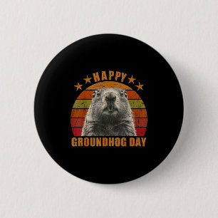 Happy Groundhog Day 2025 Decorations Humorous Retr 6 Cm Round Badge