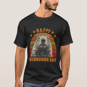Happy Groundhog Day 2025 Decorations Humorous Retr T-Shirt