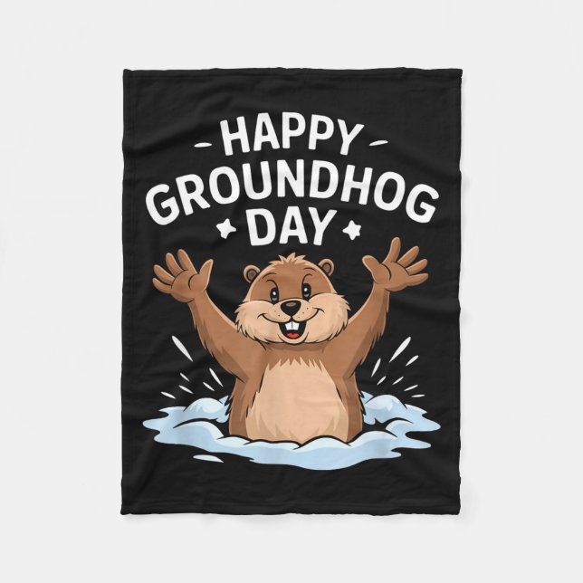 Happy Groundhog Day 2025  Fleece Blanket (Front)