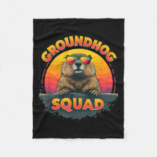 Happy Groundhog Day 2025 - Fun Groundhog Squad App Fleece Blanket