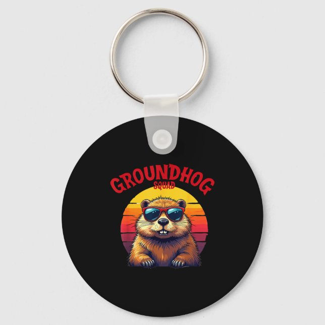 Happy Groundhog Day 2025 Funny Groundhog Squad _2  Key Ring (Front)