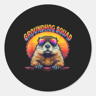 Happy Groundhog Day 2025 Funny Groundhog Squad Classic Round Sticker