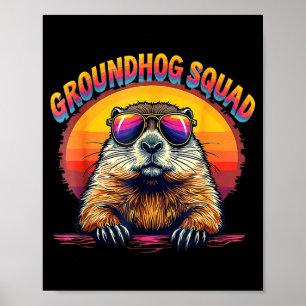 Happy Groundhog Day 2025 Funny Groundhog Squad Poster