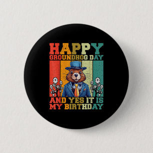 Happy Groundhog Day 2025 Funny Retro Marmot Lover 6 Cm Round Badge