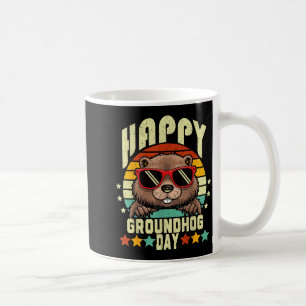Happy Groundhog Day 2025 Funny Retro Marmot Lover Coffee Mug