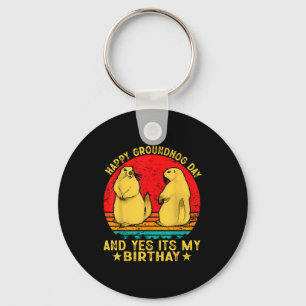 Happy Groundhog Day 2025 Funny Retro Marmot Lover  Key Ring