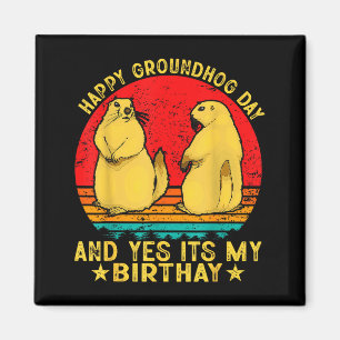 Happy Groundhog Day 2025 Funny Retro Marmot Lover Magnet