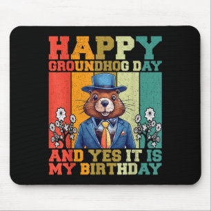 Happy Groundhog Day 2025 Funny Retro Marmot Lover Mouse Pad