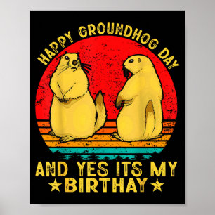 Happy Groundhog Day 2025 Funny Retro Marmot Lover Poster