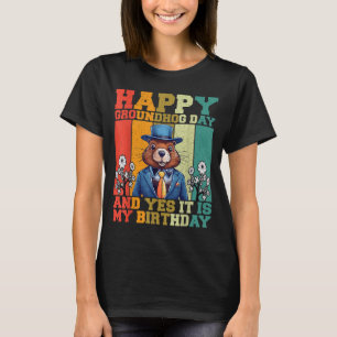 Happy Groundhog Day 2025 Funny Retro Marmot Lover  T-Shirt