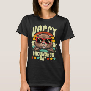 Happy Groundhog Day 2025 Funny Retro Marmot Lover T-Shirt