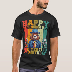 Happy Groundhog Day 2025 Funny Retro Marmot Lover T-Shirt