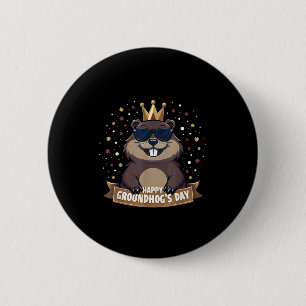 Happy Groundhog Day 2025 Funny Woodchuck  6 Cm Round Badge