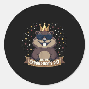 Happy Groundhog Day 2025 Funny Woodchuck  Classic Round Sticker