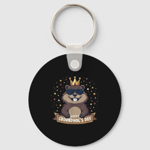Happy Groundhog Day 2025 Funny Woodchuck Key Ring