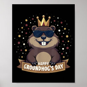 Happy Groundhog Day 2025 Funny Woodchuck  Poster
