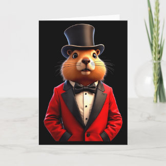 Happy Groundhog Day 2025 Groundhog Gentleman Hat _ Card