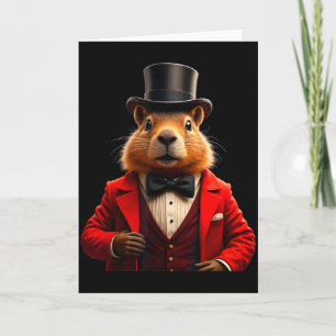 Happy Groundhog Day 2025 Groundhog Gentleman Hat Card