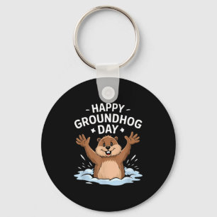 Happy Groundhog Day 2025 Key Ring