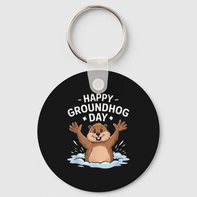Happy Groundhog Day 2025  Key Ring (Front)