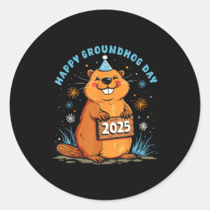Happy Groundhog Day 2025 Kids Toddler Men Women Bo Classic Round Sticker