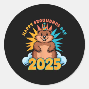Happy Groundhog Day 2025 Kids Toddler Men Women Gi Classic Round Sticker