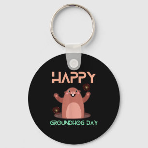 Happy Groundhog Day 2025 Lovers Costume Funny Grou Key Ring