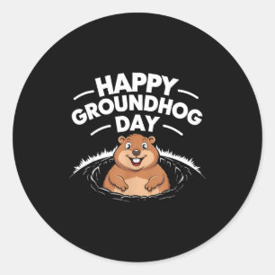 Happy Groundhog Day 2025 Women Men Kids Classic Round Sticker