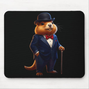 Happy Groundhog Day 2026 Groundhog Gentleman Hat  Mouse Pad