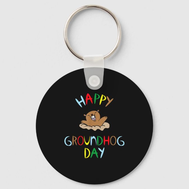 Happy Groundhog Day 2026  Key Ring (Front)
