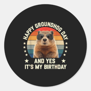 Happy Groundhog Day And Yes It’s My Birthday Cute  Classic Round Sticker