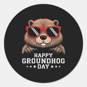 Happy Groundhog Day Animal Lover Men Women Kids Gi Classic Round Sticker