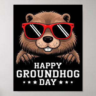 Happy Groundhog Day Animal Lover Men Women Kids Gi Poster