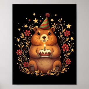 Happy Groundhog Day Birthday Cake Groundhound  Poster