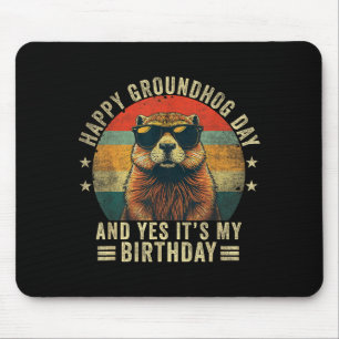 Happy Groundhog Day Birthday Cool Groundhog  Mouse Pad